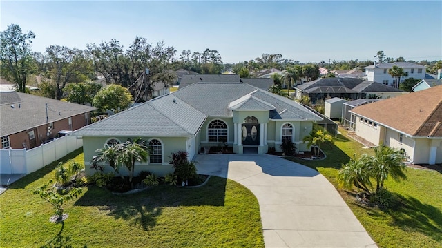 view of front of property with a front lawn