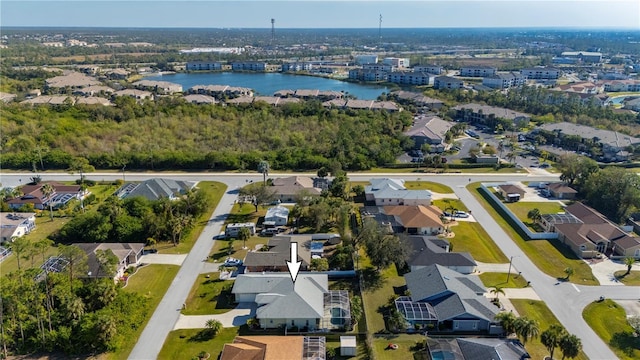 bird's eye view featuring a water view