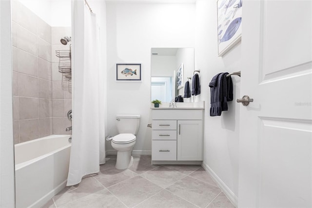 full bathroom with vanity, toilet, and shower / bath combo