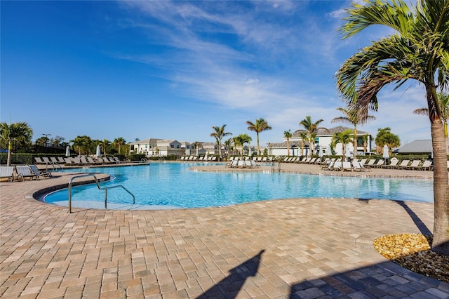 view of pool featuring a patio