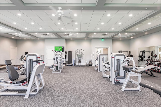 gym with ceiling fan