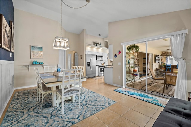 view of tiled dining room