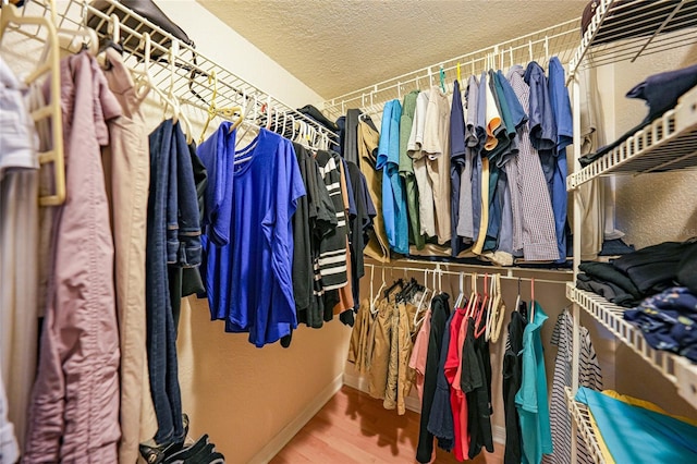 walk in closet featuring wood-type flooring