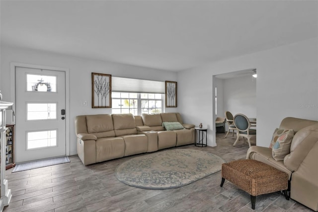 living room featuring light hardwood / wood-style floors