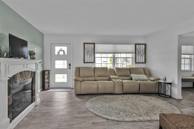 living room featuring light hardwood / wood-style flooring