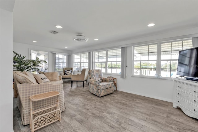 living room featuring light hardwood / wood-style flooring