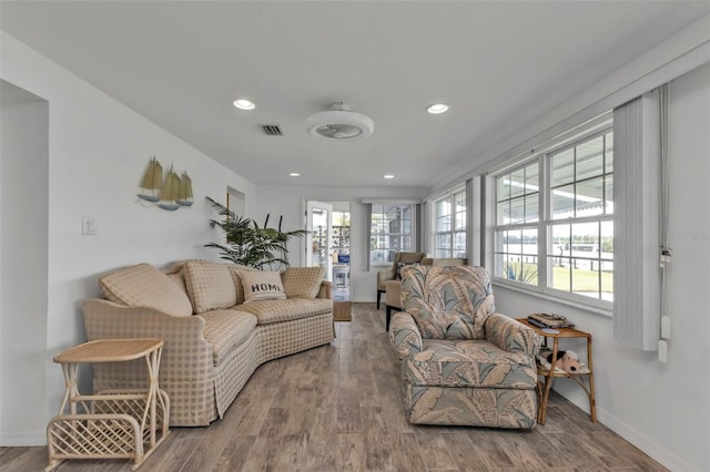 living room featuring wood-type flooring