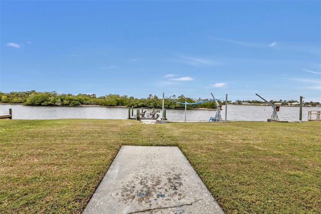 view of yard with a water view