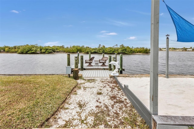 dock area featuring a water view