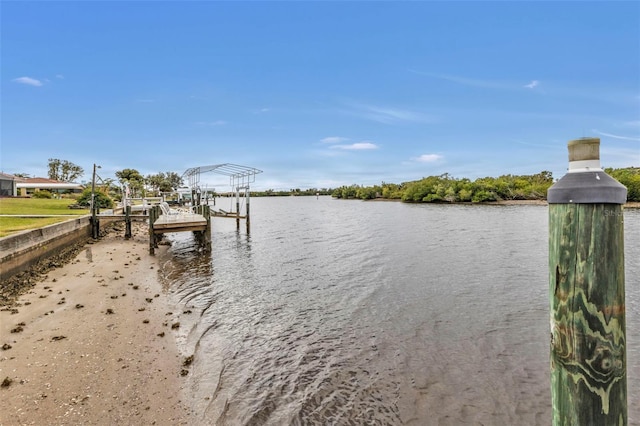 dock area featuring a water view