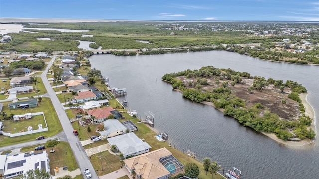 bird's eye view featuring a water view