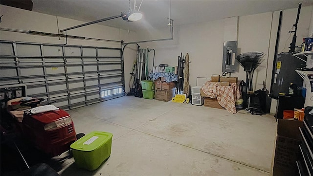 garage with a garage door opener