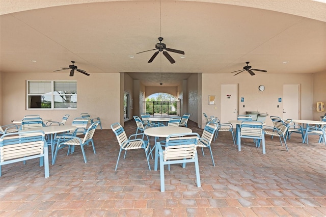 view of patio / terrace featuring ceiling fan