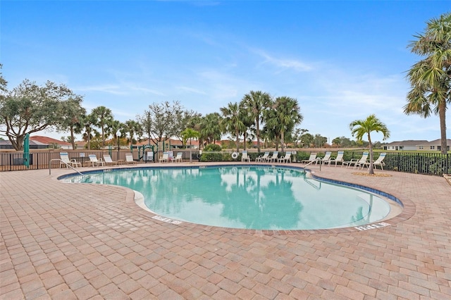 view of swimming pool with a patio