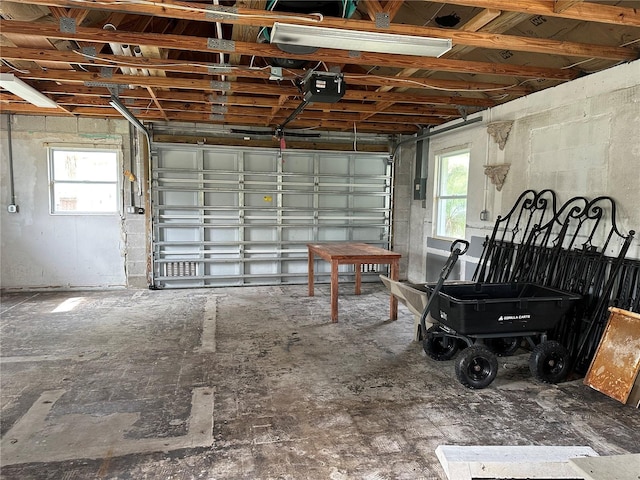 garage with a garage door opener