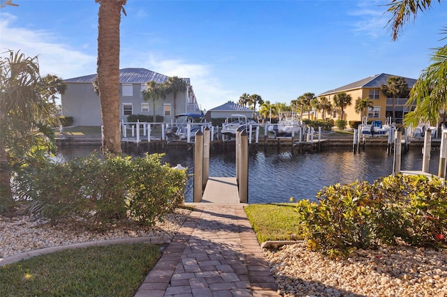 dock area featuring a water view