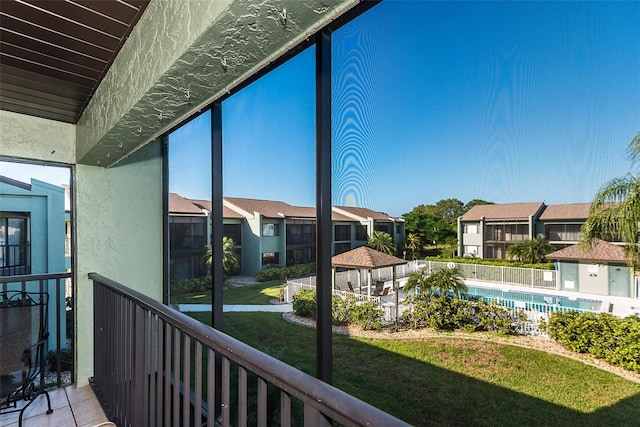 view of unfurnished sunroom