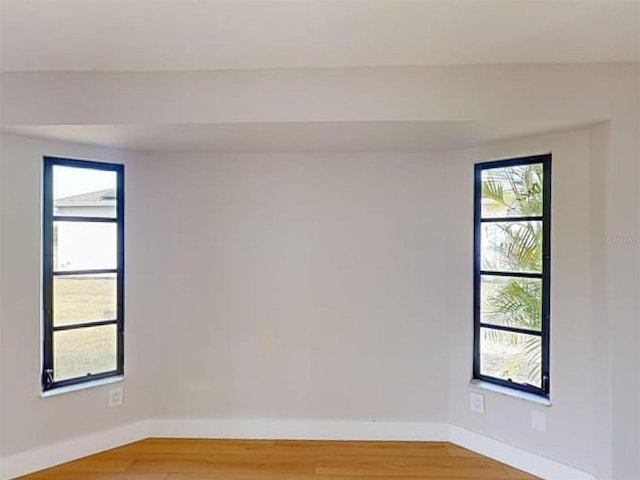 spare room featuring wood-type flooring