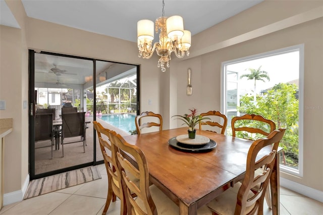 view of tiled dining space