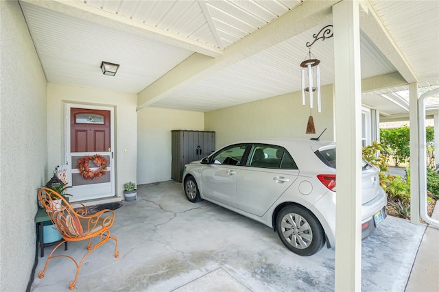 view of garage