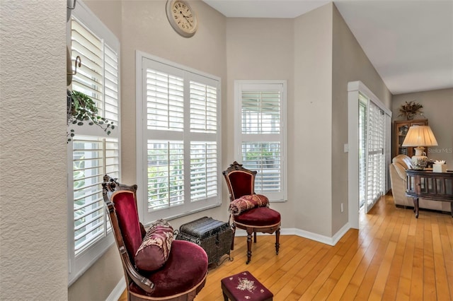 living area featuring light hardwood / wood-style floors