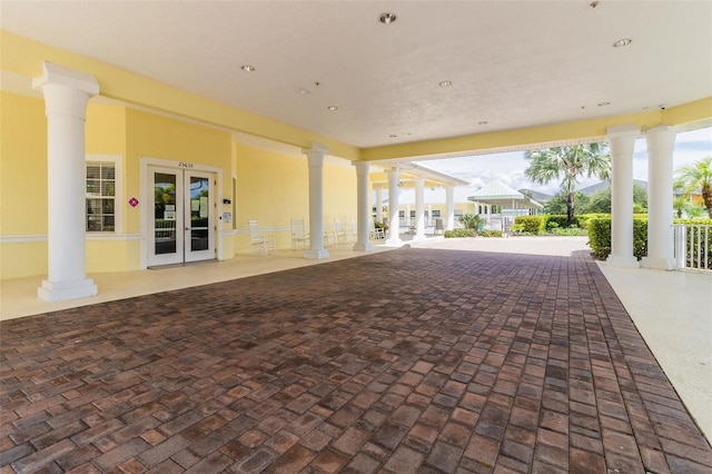 view of patio / terrace featuring french doors