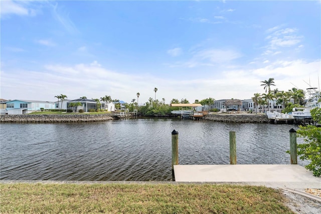 view of dock featuring a water view