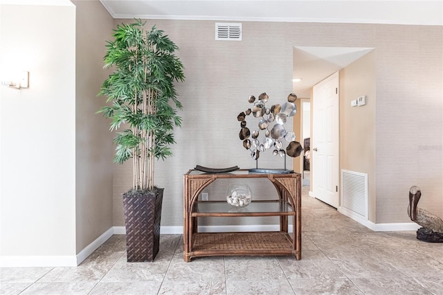 1 Colony Point Dr Unit A19, Punta Gorda, FL 33950 - hallway with crown molding, visible vents, and baseboards