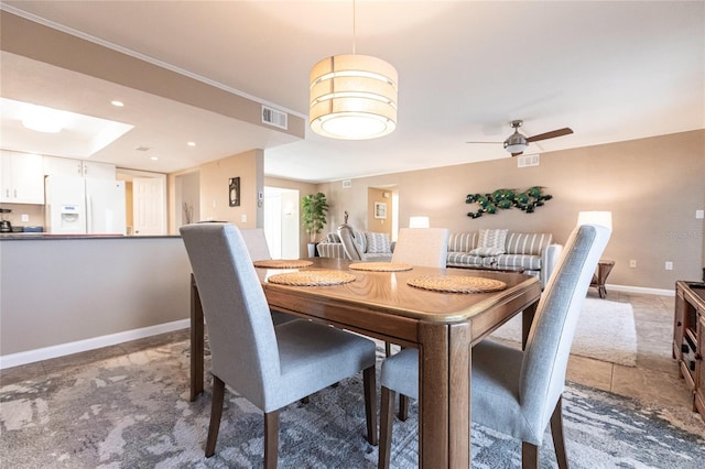 1 Colony Point Dr Unit A19, Punta Gorda, FL 33950 - dining area with ceiling fan, recessed lighting, visible vents, and baseboards