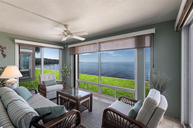 1 Colony Point Dr Unit A19, Punta Gorda, FL 33950 - sunroom / solarium with a water view and a ceiling fan