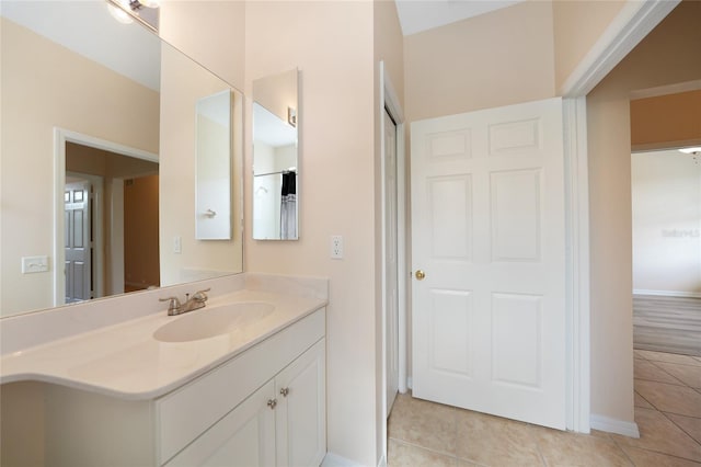 bathroom featuring vanity and tile patterned floors