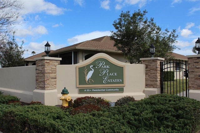 view of community sign