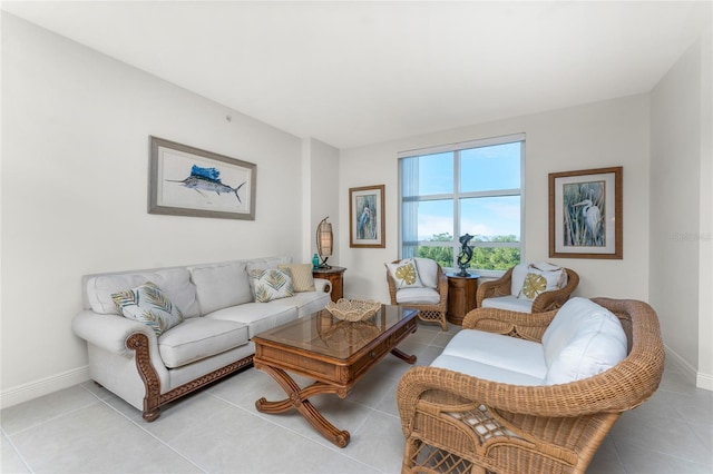 view of tiled living room