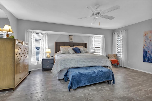 bedroom featuring ceiling fan