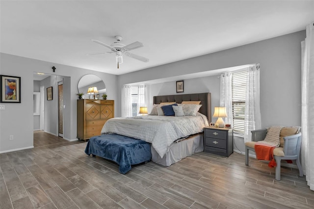 bedroom featuring ceiling fan