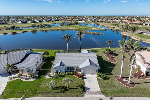 bird's eye view featuring a water view