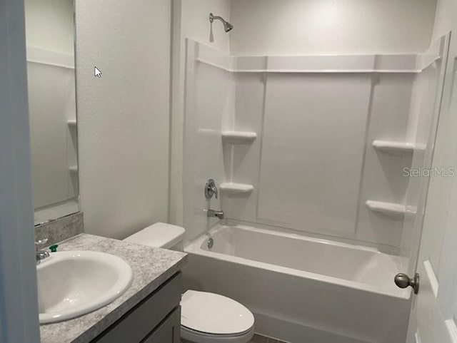 full bathroom with vanity, toilet, and shower / bathing tub combination