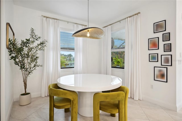 tiled dining area featuring a healthy amount of sunlight