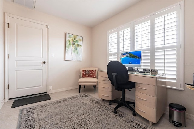 view of tiled office space