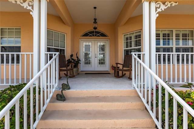 doorway to property with french doors