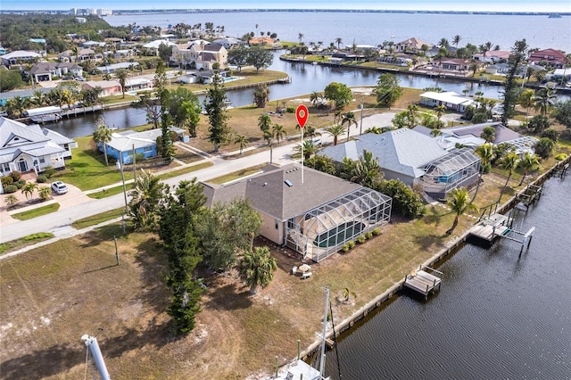 bird's eye view featuring a water view