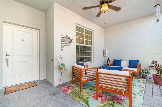 view of patio / terrace with outdoor lounge area and ceiling fan