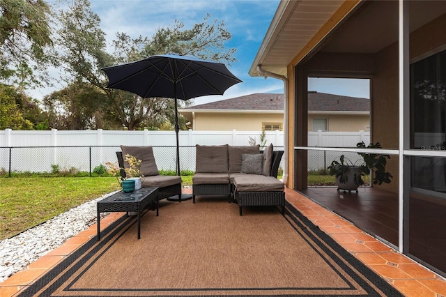 view of patio featuring an outdoor living space