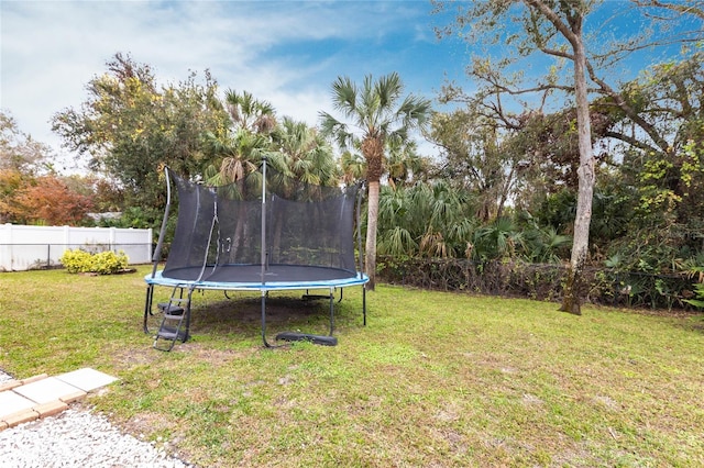 view of yard featuring a trampoline