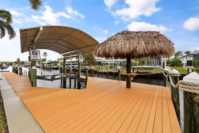 view of dock featuring a water view