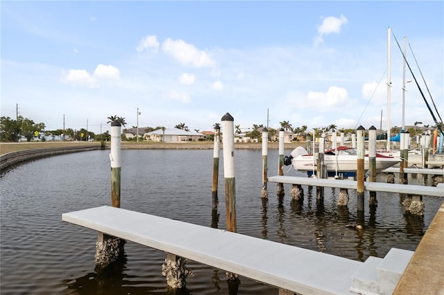 view of dock featuring a water view