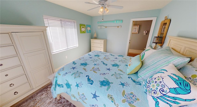 bedroom featuring ceiling fan