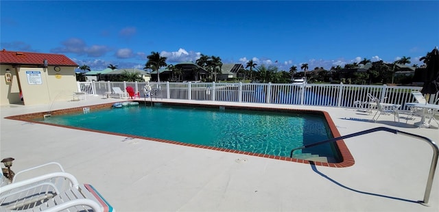 view of swimming pool featuring a patio