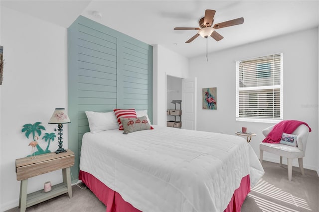 bedroom with carpet floors and ceiling fan