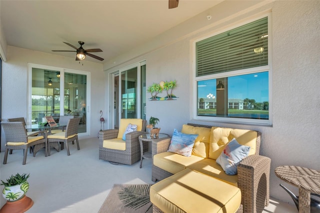 view of patio / terrace featuring an outdoor hangout area and ceiling fan